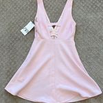ZARA NWT  Baby Pink Jewel Button Pinafore Dress Bow V-Neck Zip Circle Skirt XS Photo 4