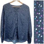 Jason Wu J Womens XXS Polka Dot Blouse Top V-Neck Blue Purple Career Classic Photo 1