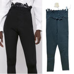 ZARA Contrast Waistband Leggings Crochet Waist Black Size Small Photo 1