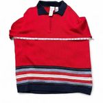 Villager Vintage Red and Navy 1/4 Zip Sweater with Stripes Photo 6