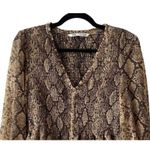 ZARA  Smock Ruffle Snake Print VNeck Sheer Blouse Long Sleeve S Brown Cream #3049 Photo 1