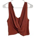 Lulus Knit Crop Top Rust Orange Sleeveless V Neck Twist Back Casual Medium Photo 3