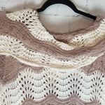 Sun & Shadow  WOOL MOHAIR OPEN CROCHET KNIT FOLDOVER COWL NECK SWEATER M Photo 4