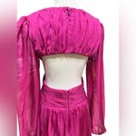 Mac Duggal Ieena Hot Pink A Line Cut Out V Neck Back Long Sleeve Maxi Dress Sz 6 Photo 4