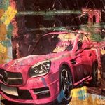 Shein Still Young Graphic Car Print Black T Shirt Mens Size M Blue Photo 2