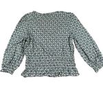 Boden Geometric Print Smocked Peasant Top Boho Chic Blouse UK 10 US 6 Green Photo 3