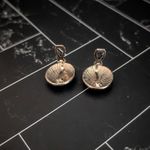 Vintage Clip On Earrings Antique Shade of Gold Tone with Blue Center 0.75" Photo 3