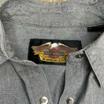 Harley Davidson  Collared Shirt Long Sleeve 100% Cotton Women's Small Gray Photo 7