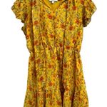 Hayden Los Angeles Womens Yellow Floral Tie-Collar High Neck Ruffle Dress Medium Photo 1