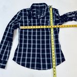 Calvin Klein women's long sleeve button down shirt, black check, adjustable sleeves, size S Photo 7