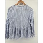Rails  Womens Blue White Stripe Linen Blend Peasant Blouse Tunic Top Size Small Photo 3