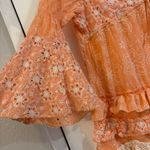 L&B  Embroidered Eyelet Tiered Top Ruffle Flare Bell Sleeves XL XXL 3/4 Sleeve Photo 2