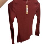 SKIMS Size XXS Cotton Rib Long Sleeve Henley Sangria Ribbed Shirt NWT Photo 3