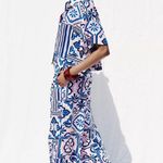 ZARA  PRINTED PALAZZO PANTS Blue & Pink Patterned Wide Leg Size M NEW Photo 4