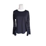 Anthropologie Eri + Ali x - NWT Delilah Black Lace Long Sleeve Blouse Top Sz M Photo 3