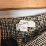 Loft  Plaid Brown White Shimmer Pleated Dress Pants Photo 4