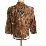 Anthracite Linen Animal Skin Print Crop Blazer Size 10 Brown Photo 1