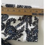 Talbots  Paisley Blazer Jacket White Blue Lined 3/4 Sleeve Crop Career Formal 14 Photo 7