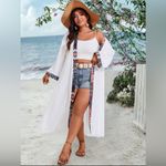 SheIn Women's Summer Cardigan with Geometric Designs Size 1Xl White Photo 1