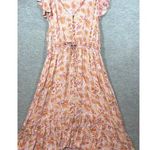 Lucky Brand  Pink Floral Maxi Dress XL High Low  Romantic Summer Photo 0