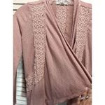 Pink republic  Pink/Gray Striped Crochet Open Cardigan Long Sleeve Size M (10-12) Photo 1