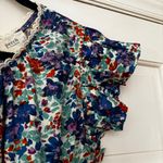 Perch Blu Pepper Size 2X Shirt Blue Ruffled Relaxed Blouse Floral Print Plus‎ Sz Photo 3