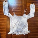 American Eagle  AEO Soft & Sexy Gray White Tie Dye Cold Shoulder Top Size Medium Photo 5