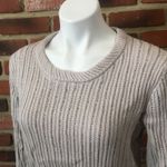 Banana Republic Crewneck Heavyweight Knit Beaded Sweater sz M Tan Cable Knit Sweater Photo 1