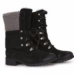 UGG Women's Black Suede Leather Gradin Wool Lace Up Fold-Down Combat Ankle Boots Photo 0