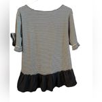 Maeve  Anthropologie Navy Blue White Stripe Ruffle Hem Tunic Top Dress NWT Small Photo 2