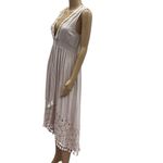 Bohemian Deep V Neck Tassel Lace Accent Sleeveless Lightweight Dress Medium Pink Photo 4