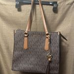 Michael Kors NWT  Kris Large Top Zip Leather Satchel Tote Luggage Brown Logo Photo 0