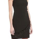 Harper Rose Solid Black Sleeveless Faux Feather Fringe Sheath Dress Size 4 Photo 0