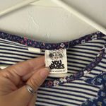 Vintage 70s You Babes Striped Cotton Tee M Floral Bow Appliqué USA Cottagecore Blue Size M Photo 4