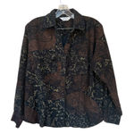 Vintage Corduroy Paisley Button Up Shirt Medium 100% Cotton Karen Hart Black Photo 0