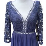 Lulus lulu’s Navy Blue Lace Formal v neckline Floor Length Maxi Dress Size Small Photo 2