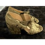 CAbi  Interlock Block crushed green velvet heels size 7 shoes Photo 1