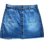 BDG Urban Outfitters Button Front Frayed Hem Denim Skirt Photo 0