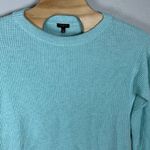Talbots  Waffle Knit Crewneck Sweater Pullover XLPetite Aqua Cotton Merino Wool Photo 1