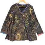 Staley Gretzinger VTG‎ Egyptian Print Art Jacket Black Gold Tencel S/M Size 00 Photo 1