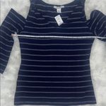 White House | Black Market  Navy Striped Top Photo 3