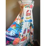 Medium tropical vacation‎ maxi dress boho cottage core floral blue green resort Multiple Photo 4