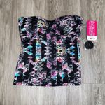 Hula Honey  Women's Black Multi Just Another Brick Convertible Tankini Top sz S Photo 1