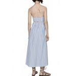 Mango 100% Cotton Cut-Out Back Striped Dress Sky Blue Stripe NWT Size XXL / 12 Photo 4