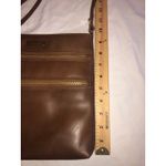 Estalon Brown Crossbody Leather Bag Outside Zip Pockets Gold Hardware Adjustable Photo 2