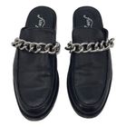 Free People  Womens Leather Chain Slip-On Vida Mule Loafers Black‎ Size 37.5 Photo 7