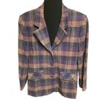 that’s me Vintage 90’s Purple and Orange Plaid Wool Jacket Blazer Coat Size 10 Photo 1