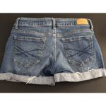 🩵🩵Juniors Aeropostale Distressed Ripped Cuffed Low Rise Midi Shorts Size 0🩵🩵 Blue Photo 3