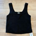 Reformation  Cashmere Black Ribbed Square Neck Cropped Sweater Tank Size XL Photo 1