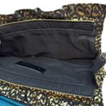 EXPRESS Black & Gold Cheetah Print Y2K 80's Ruffle Zipper Top Clutch Bag Photo 4